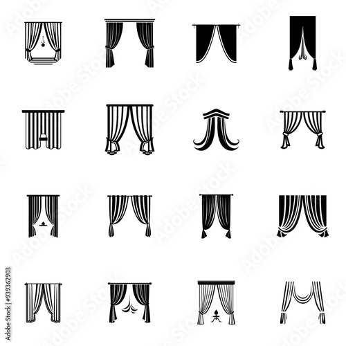 Set of Curtain Logo Design Vector