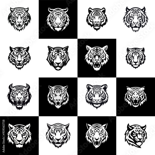 Set of Tiger Head Logo Design Vector