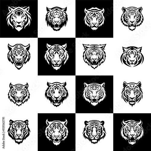 Set of Tiger Head Logo Design Vector