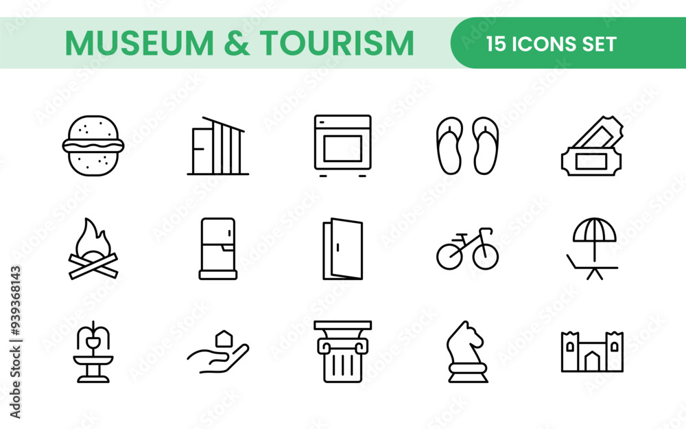 Museum and Tourism outline modern icon set. editable line icon illustration. Museum and Tourism outline modern icon set. editable line icon illustration.