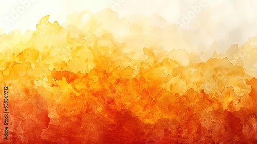 Abstract watercolor background in warm orange and red hues creating a gradient effect, suitable for artistic and creative designs.