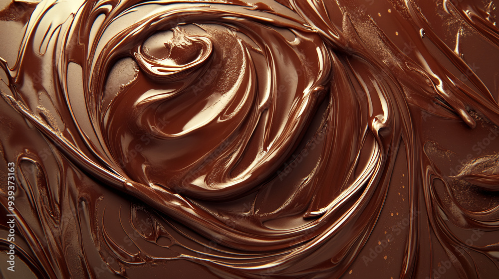 A close-up of swirling melted chocolate with rich textures and creamy layers background A close-up of swirling melted chocolate with rich textures and creamy layers background