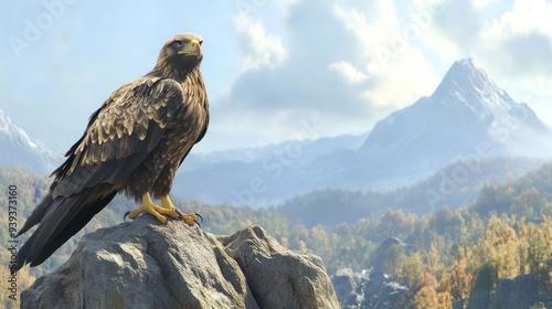 Golden Eagle Perched on Cliff