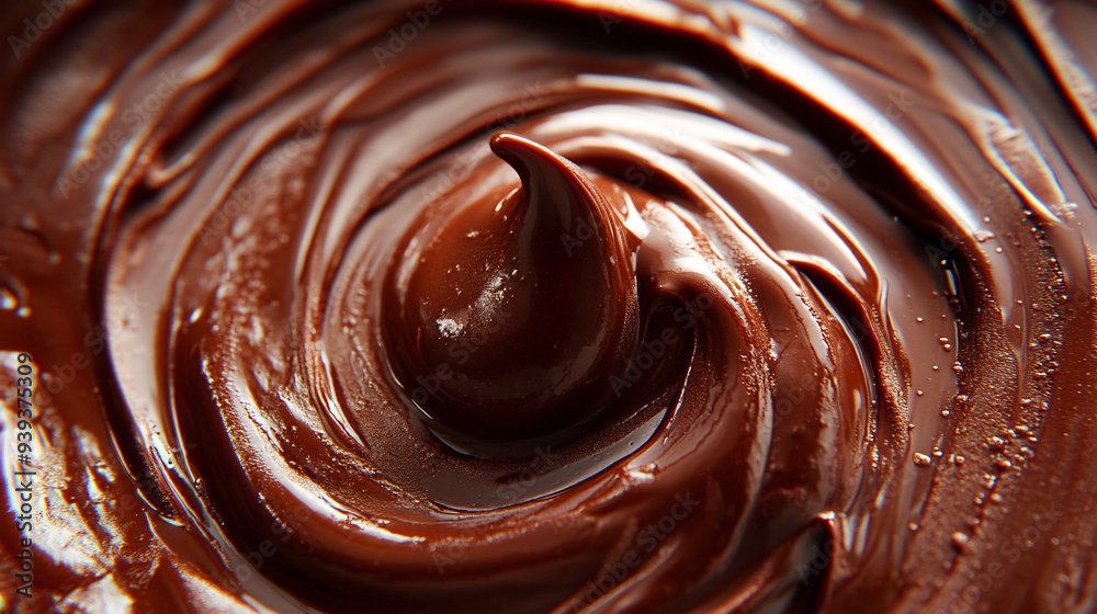 A close-up of swirling melted chocolate with rich textures and creamy layers background A close-up of swirling melted chocolate with rich textures and creamy layers background