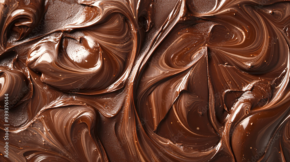 A close-up of swirling melted chocolate with rich textures and creamy layers background A close-up of swirling melted chocolate with rich textures and creamy layers background