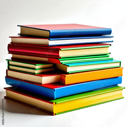 Wallpaper Mural A stack of vibrant, multicolored books leaning against each other on a white background. Torontodigital.ca