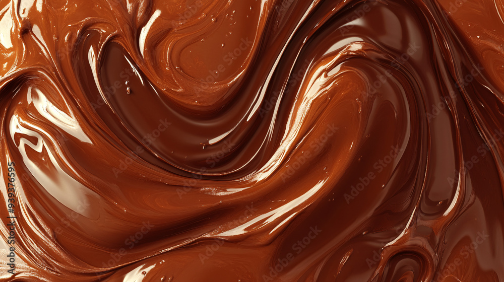 A close-up of swirling melted chocolate with rich textures and creamy layers background A close-up of swirling melted chocolate with rich textures and creamy layers background