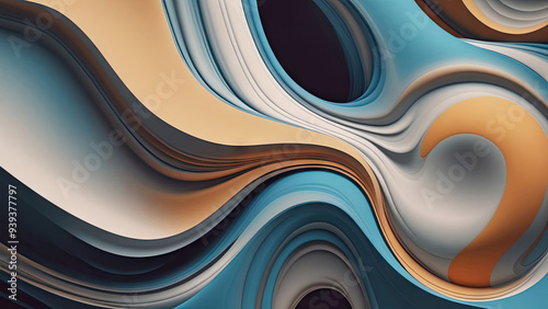 Fluid transformation of abstract shapes in harmonious colors creating dynamic movement and depth in gigapixel scale. Generative AI photo