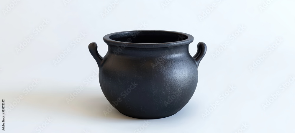 A small cauldron with a matte black finish A small cauldron with a matte black finish