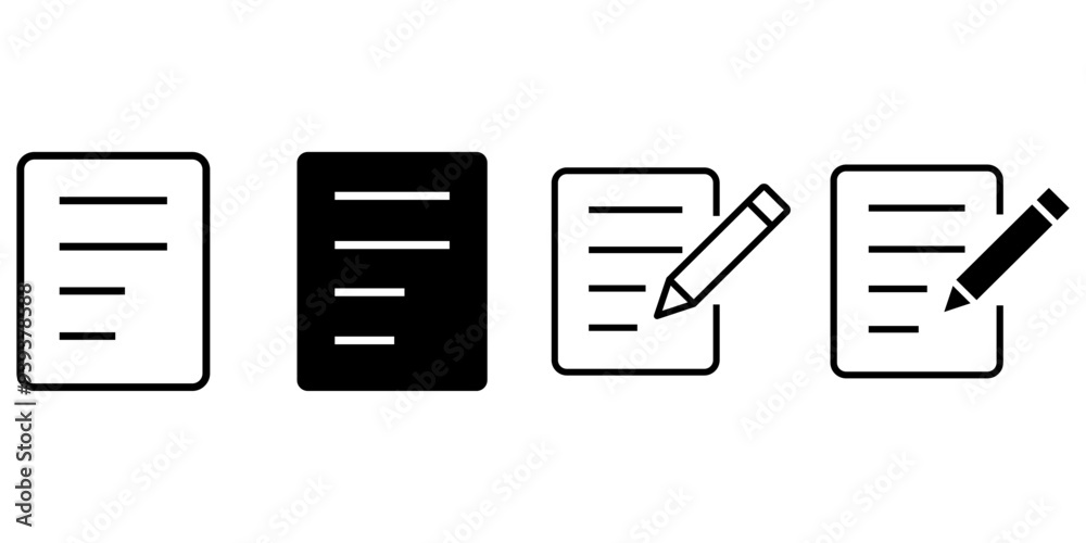Document note writing paper icon collection. Document note writing paper icon collection.