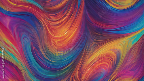 Vibrant shifting light patterns with fluid dynamics in a kaleidoscope of colors at gigapixel art scale. Generative AI photo