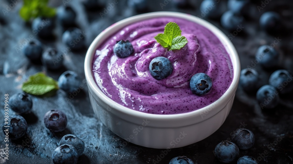 Blueberry Yogurt Bowl with Fresh Mint Blueberry Yogurt Bowl with Fresh Mint