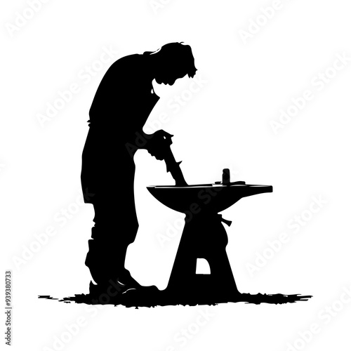 Blacksmith silhouette vector illustration