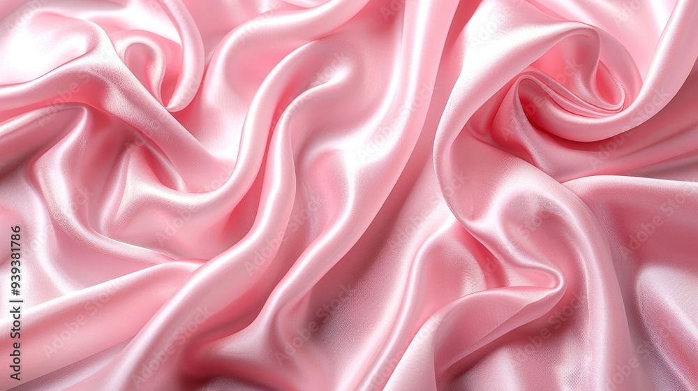 Obraz premium Soft pink silk fabric with smooth flowing texture, creating elegant and luxurious folds. Ideal for backgrounds and textiles.
