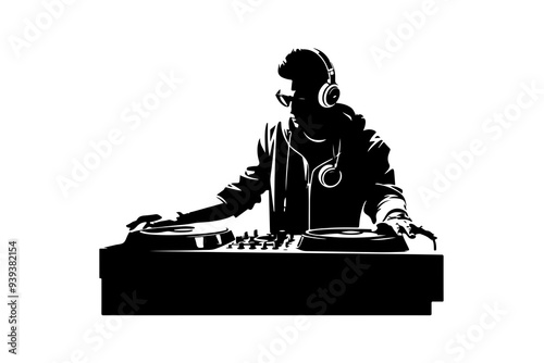 Dj Disc jockey silhouette vector illustration