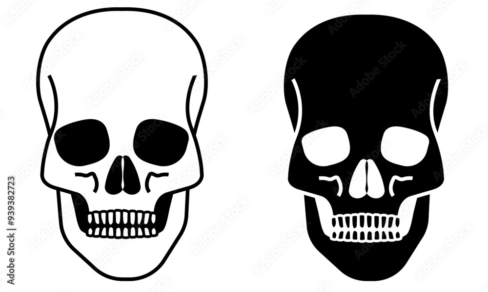 Black and white and white and black skulls isolated on a transparent background Black and white and white and black skulls isolated on a transparent background
