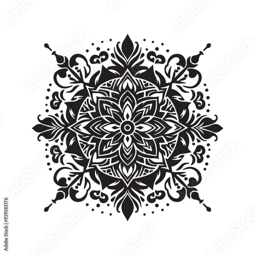 Coloring book patterns in mandala style for Henna, Mehndi, tattoos, decorative ornaments in ethnic oriental style page.