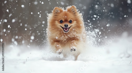 Pomeranian in Winter Wonderland