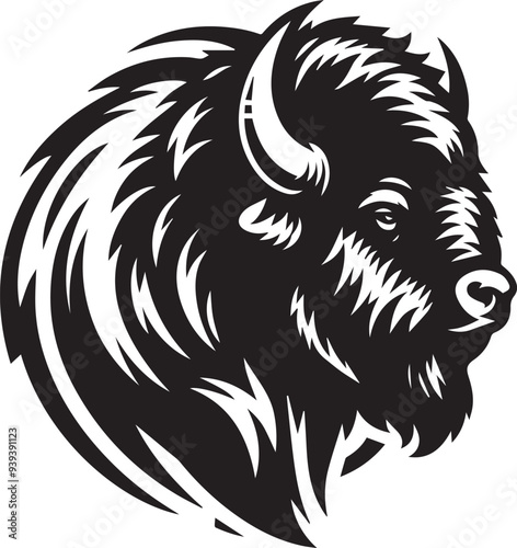 Bison vector illustration silhouette