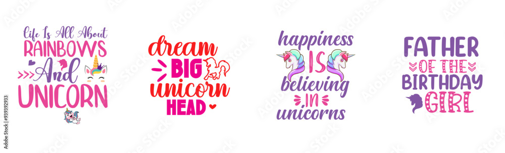 Fototapeta premium Creative Unicorn Invitation, Quotes Collection Vector Illustration for Book Cover, Packaging, Advertisement