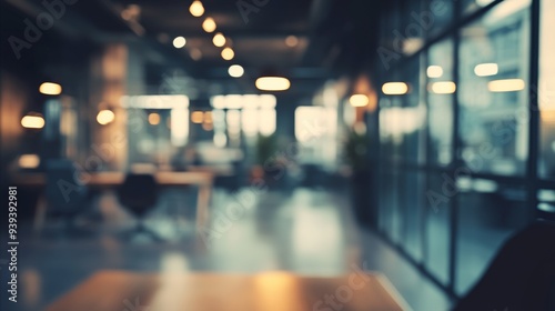 Blurry Office Interior with Defocused Effect for Business Concept Background