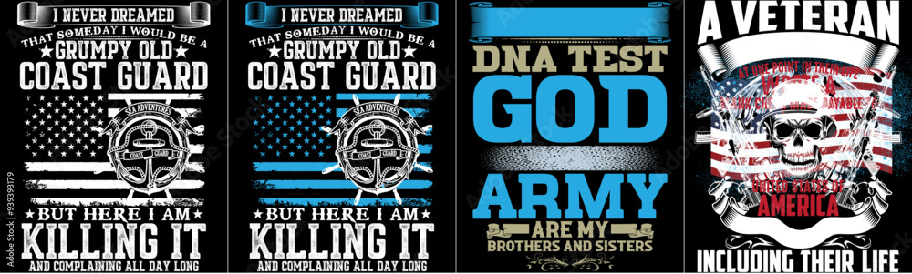 Fototapeta premium Simple Veterans Phrases, Inscriptions Bundle Vector Illustration for Flyer, Stationery, Wrapping Paper