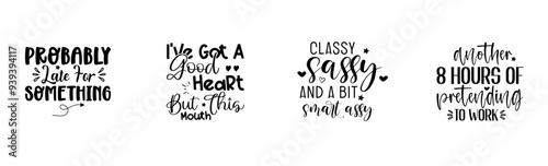 Decorative Sarcastic Typographic Emblems, Typography Collection Vector Illustration for Bookmark, Advertisement, Packaging