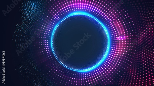 Abstract Circle Frame With Neon Glowing Lights