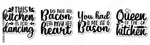 Elegant Huge Kitchen Inscriptions, Quotes Pack Vector Illustration for Greeting Card, Mug Design, Presentation