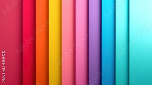 Vibrant vertical stripes of colorful paper  showcasing a spectrum from red to teal. Perfect for backgrounds  design elements  and creative projects.