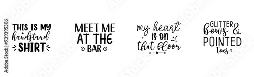 Vibrant Gymnastics Quotes, Calligraphy Bundle Vector Illustration for Bookmark, Packaging, Printable