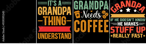 Minimal Grandpa Calligraphy, Typography Bundle Vector Illustration for Advertising, Social Media Post, Logo