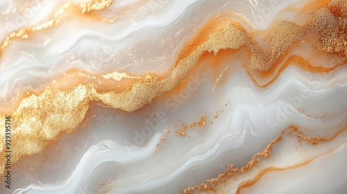 ethereal gold and white marble swirls delicate watercolor technique abstract fluid art metallic sheen dreamy pastel background