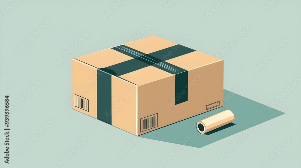 Minimalist of a Cardboard Box Being Sealed with Tape,Highlighting Clean Lines and Simplicity Minimalist of a Cardboard Box Being Sealed with Tape,Highlighting Clean Lines and Simplicity