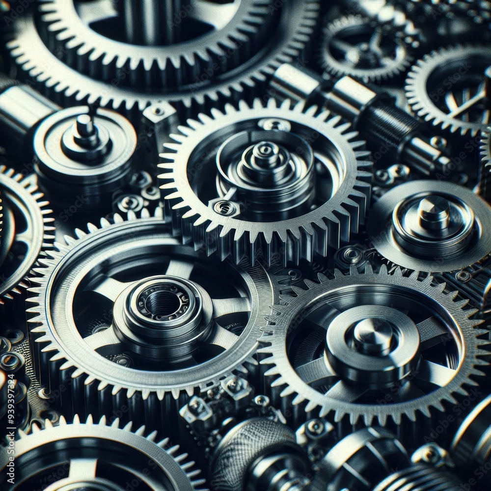 close-up shot, mechanical gears and cogs, metallic textures, intricate machinery, industrial design, steel tones, sharp focus, depth of field close-up shot, mechanical gears and cogs, metallic textures, intricate machinery, industrial design, steel tones, sharp focus, depth of field