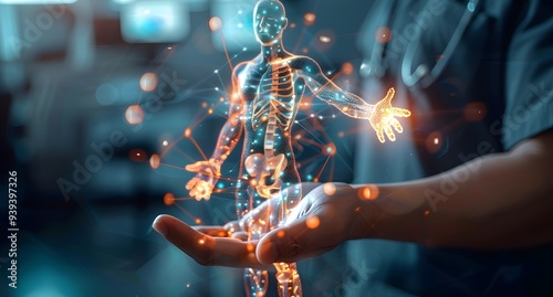 Glowing Virtual Reality Human Skeleton with Organ Detail