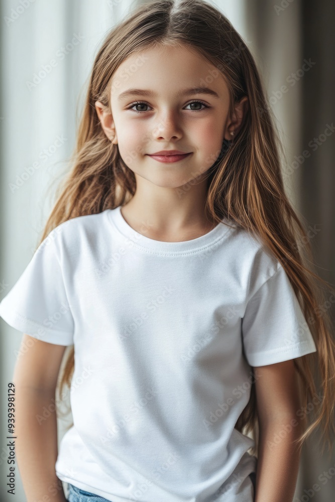 Overlay Psd. Brand Design Mockup with Abstract Patterns on Girl's Casual White T-shirt Overlay Psd. Brand Design Mockup with Abstract Patterns on Girl's Casual White T-shirt