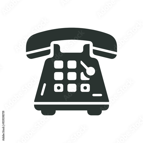 Elegant Monochrome Icon of a Classic Landline Telephone for Communication 