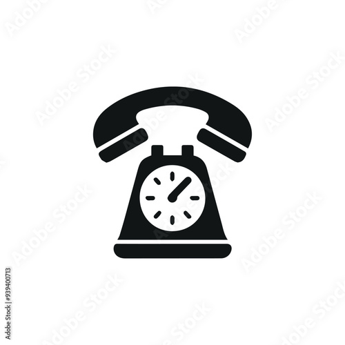 Elegant Monochrome Icon of a Classic Landline Telephone for Business Communication 