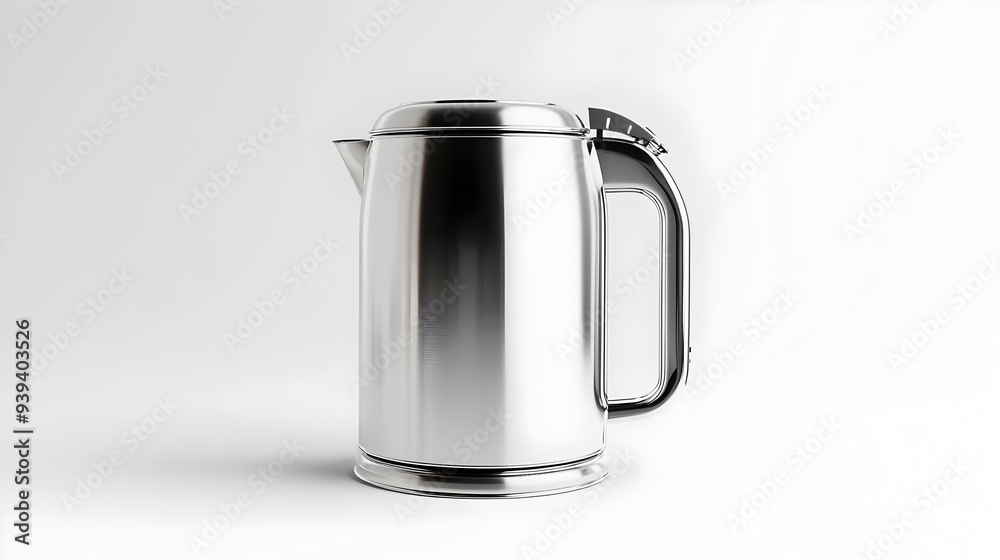 Shiny Stainless Steel Kettle on Kitchen Counter Shiny Stainless Steel Kettle on Kitchen Counter