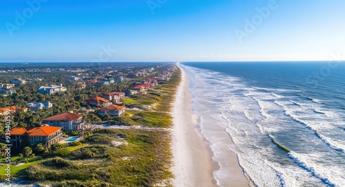 Jacksonville Florida Beach Aerial View. Luxury Home on Ponte Vedra Beach with Ocean Views