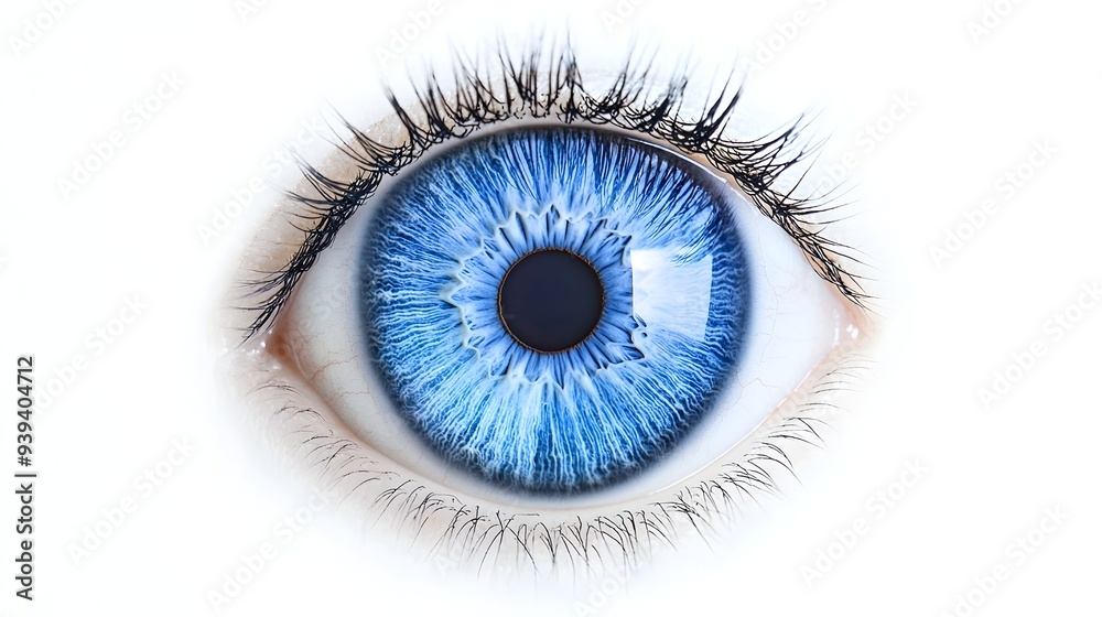 Captivating Blue Eye with Intricate Iris and Lashes in Macro Closeup Rendering Captivating Blue Eye with Intricate Iris and Lashes in Macro Closeup Rendering