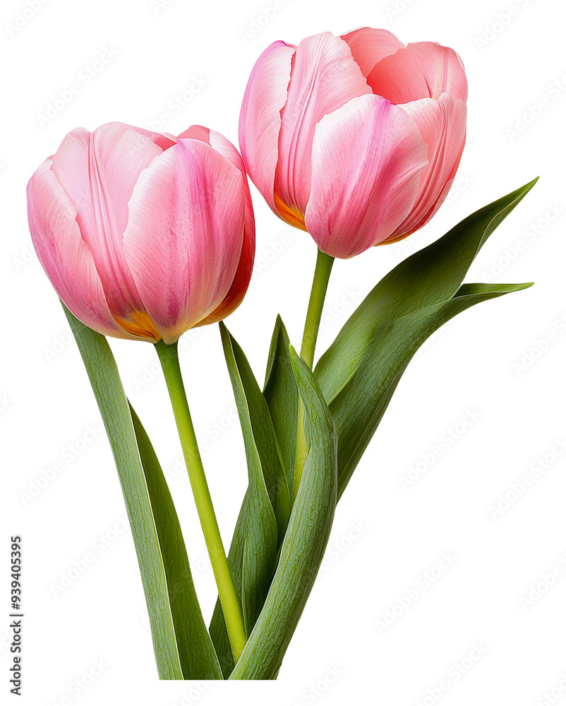 Fototapeta premium PNG Pink tulips bloom in spring garden