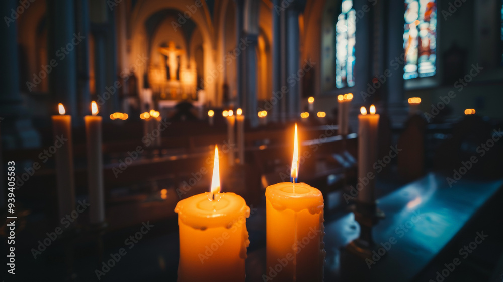 Candles in a dark church Candles in a dark church