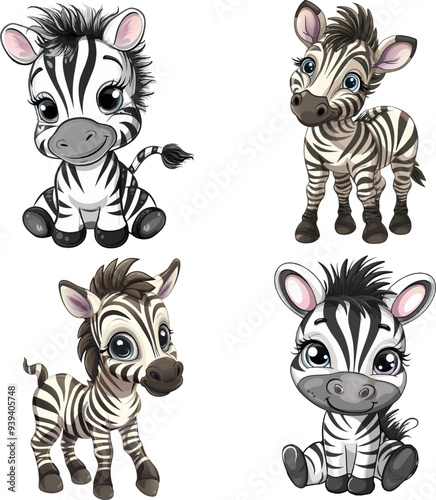 Cute zebra safari animal vector illustration photo