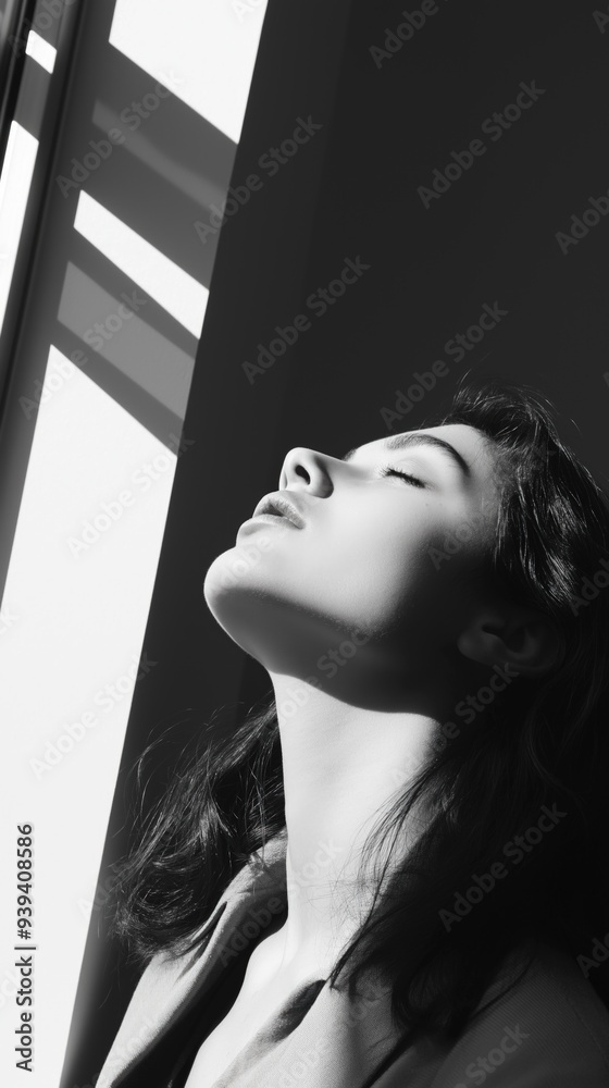 A woman exudes the feelings of stress and anxiety while illuminated by soft light A woman exudes the feelings of stress and anxiety while illuminated by soft light