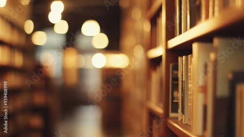 A cozy library scene with bookshelves and soft lighting, inviting reading and relaxation.