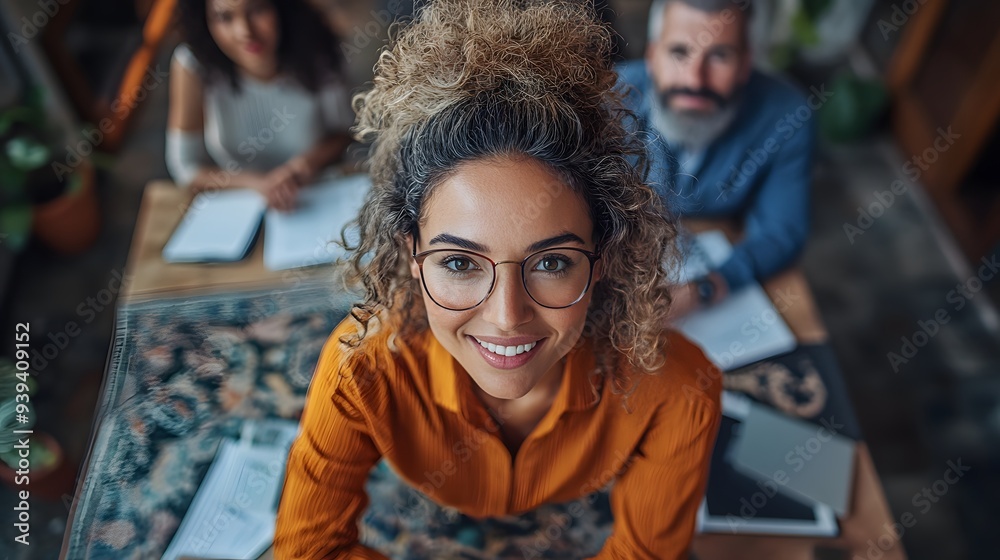 A group of business professionals gathered in an industrial loft office, hands on the desktop, radiating cheerful energy and confidence A group of business professionals gathered in an industrial loft office, hands on the desktop, radiating cheerful energy and confidence