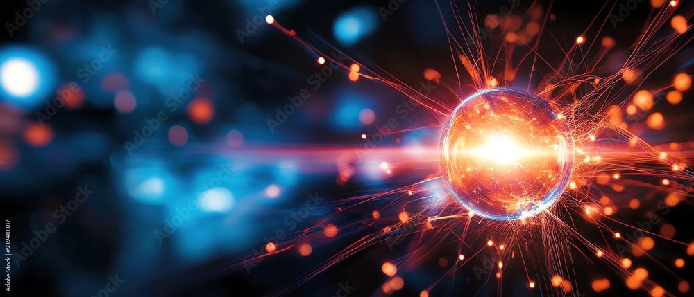 A vibrant, glowing particle illustrating energy and motion in a dynamic, abstract space. Perfect for science and technology themes. A vibrant, glowing particle illustrating energy and motion in a dynamic, abstract space. Perfect for science and technology themes.