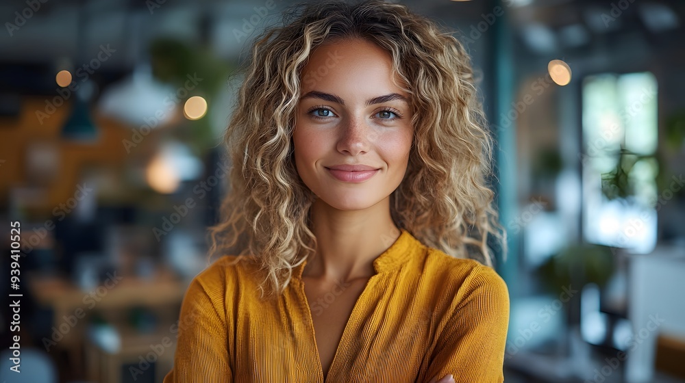 Young businesswoman sharing marketing strategy ideas with her team, confidently leading the discussion in a contemporary workspace Young businesswoman sharing marketing strategy ideas with her team, confidently leading the discussion in a contemporary workspace
